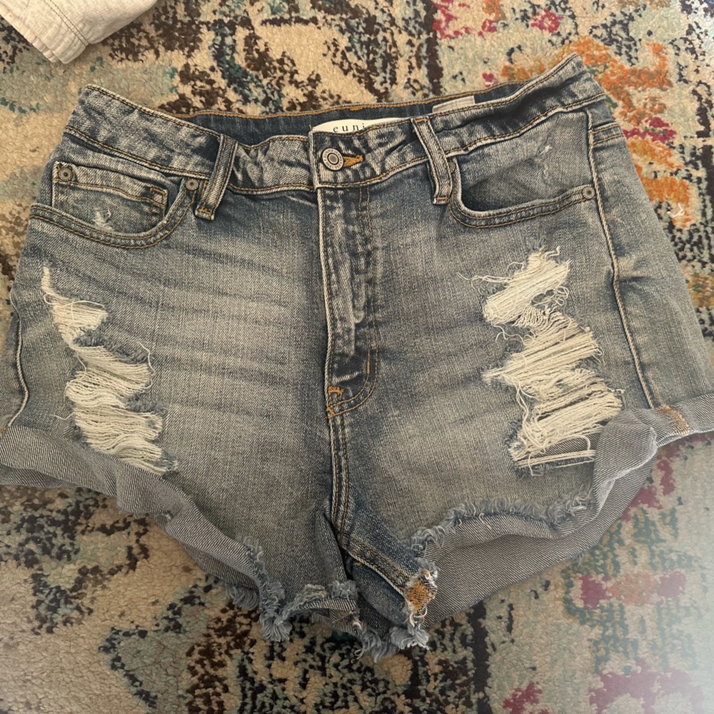 Eunina Super High Rise High Low Rolled Shorts